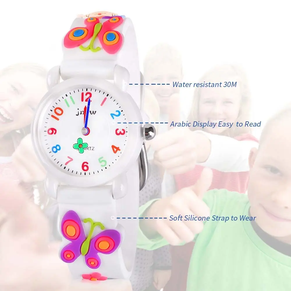 Kids Gift Waterproof Watch, 3D Cartoon Design, Butterfly White | Traditional Pointer & Watch Dial for Kids - view 4