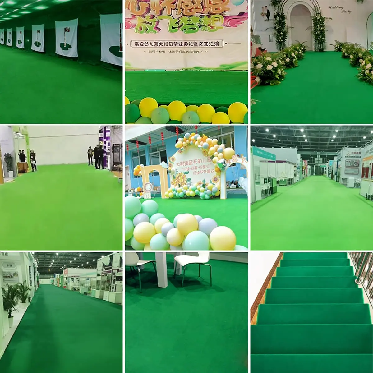 HUAHOO Grass Green Aisle Runner 61cm (24 Inch) x 15.24m (50 Feet) | Durable Rayon for Weddings & Events - view 5