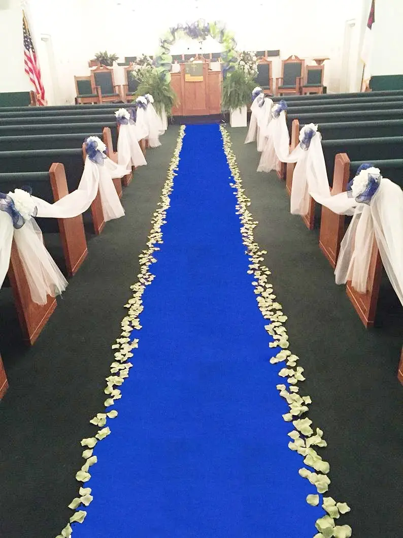 HUAHOO Royal Blue Aisle Runner Carpet Rugs 24 Inch x 50 Feet | Wedding & Event Decor - main product image