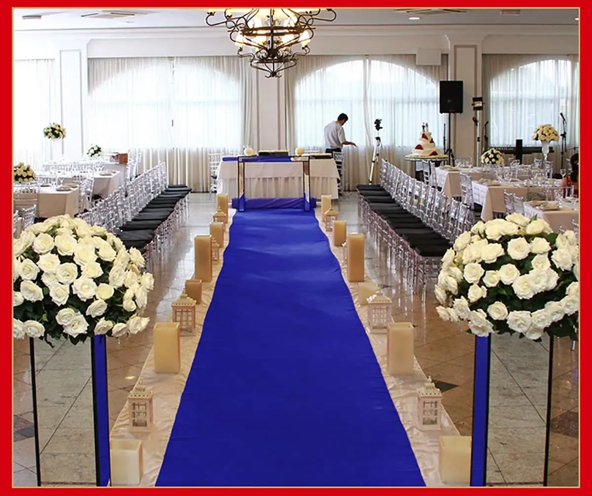 HUAHOO Royal Blue Aisle Runner Carpet Rugs 24 Inch x 50 Feet | Wedding & Event Decor - view 6
