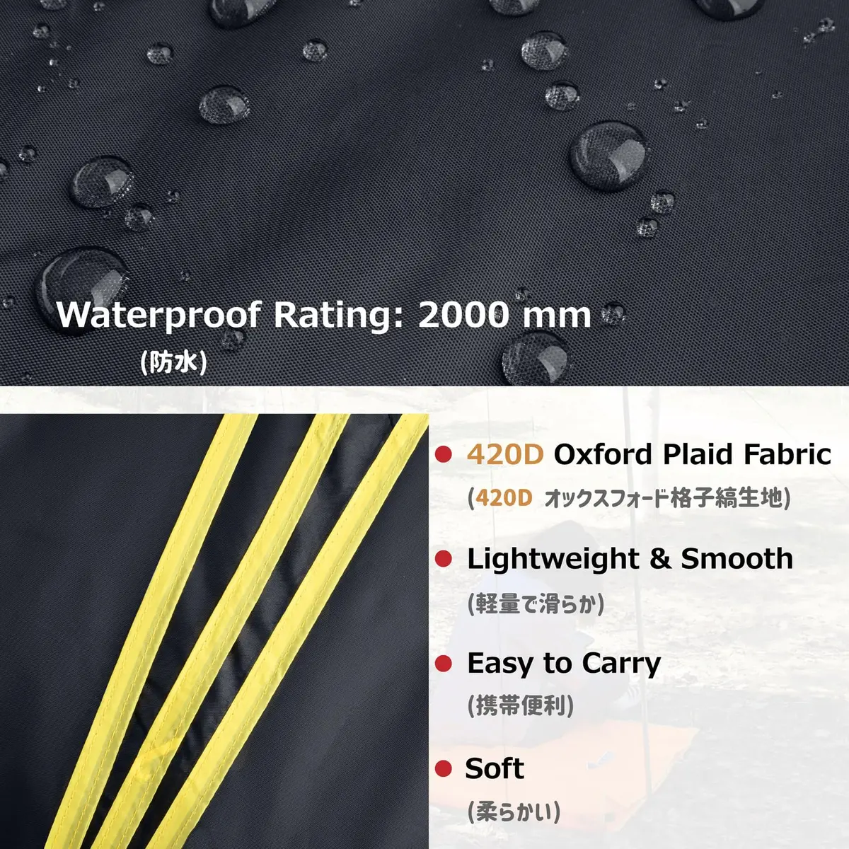 Azarxis Hammock Camping Tarp Rain Fly Shelter Cover | Waterproof 210T Polyester, Green, 7.22 x 5.91 ft - view 3