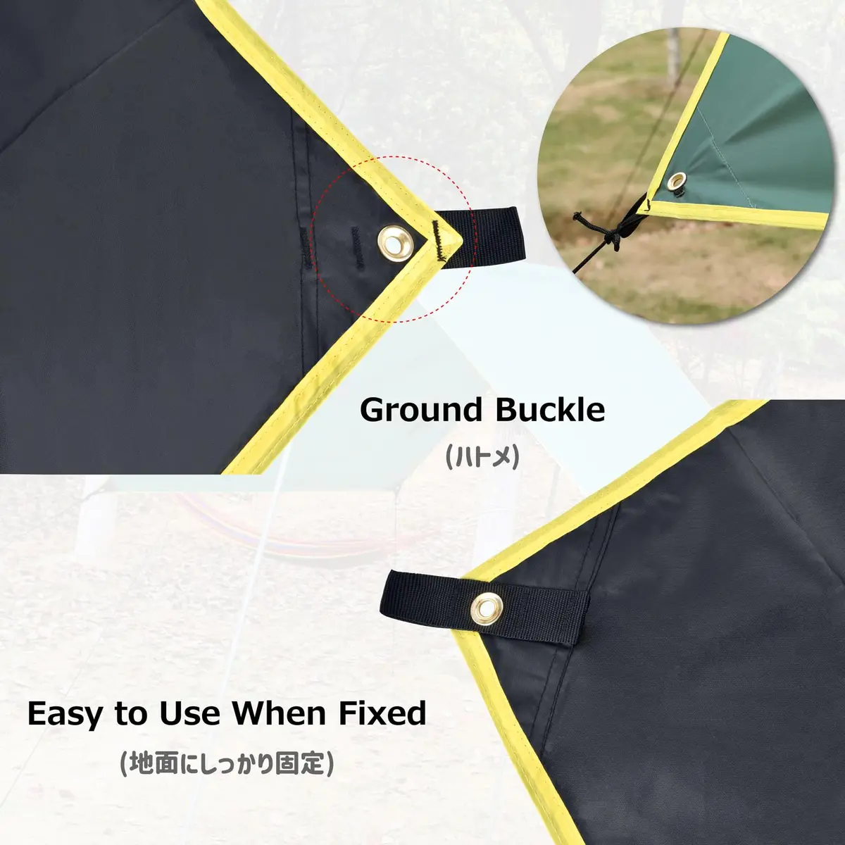 Azarxis Hammock Camping Tarp Rain Fly Shelter Cover | Waterproof 210T Polyester, Green, 7.22 x 5.91 ft - view 4