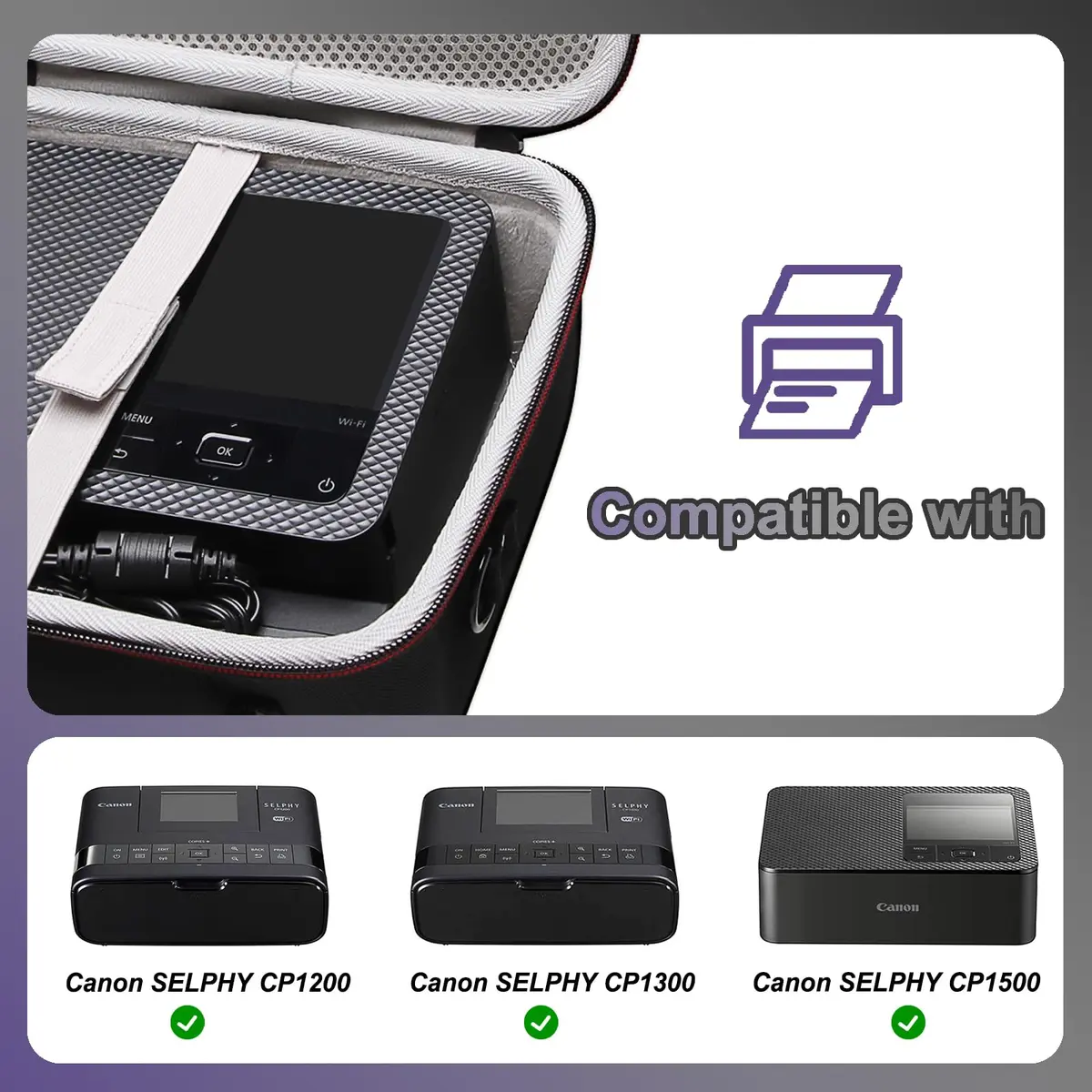 LTGEM Hard Case for Canon Selphy CP1500/CP1300 | Shock-Resistant Waterproof Travel Bag - view 2