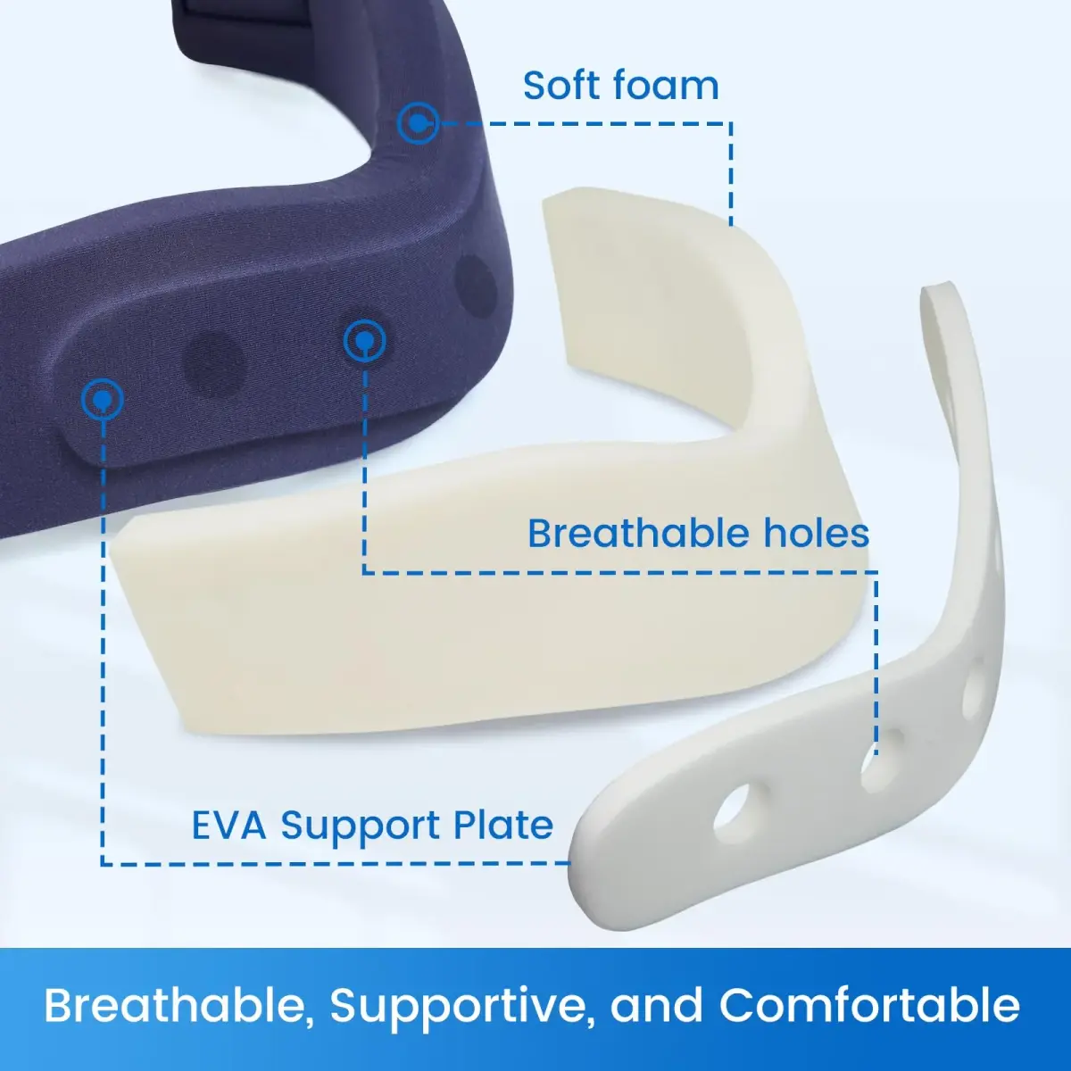 Velpeau Enhanced Blue Cervical Collar Neck Brace Medium 3" (7.6cm) | Neck Pain Support for Sleeping - view 5