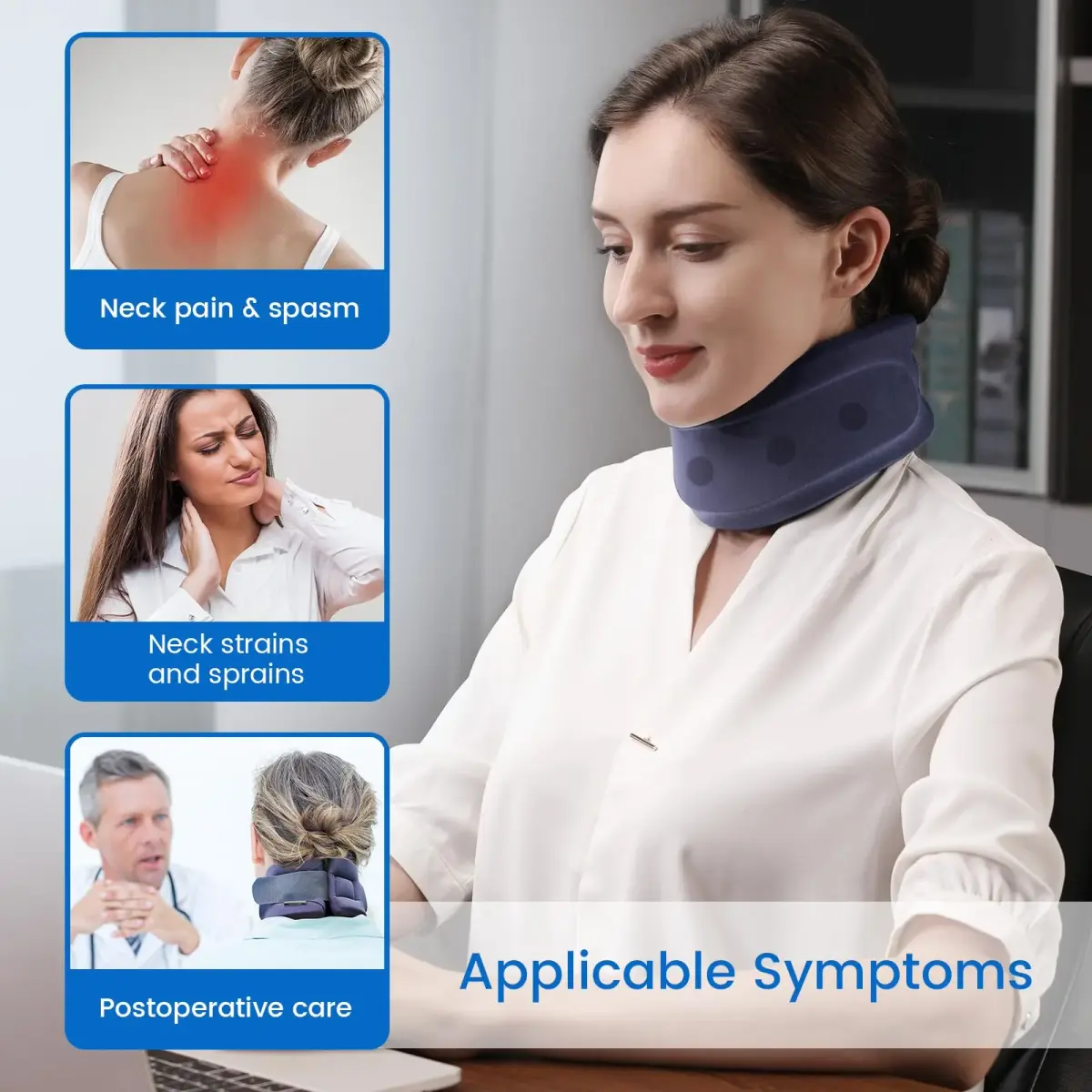 Velpeau Enhanced Blue Cervical Collar Neck Brace X-Large (16.5-18.7") | Neck Pain Support - view 4