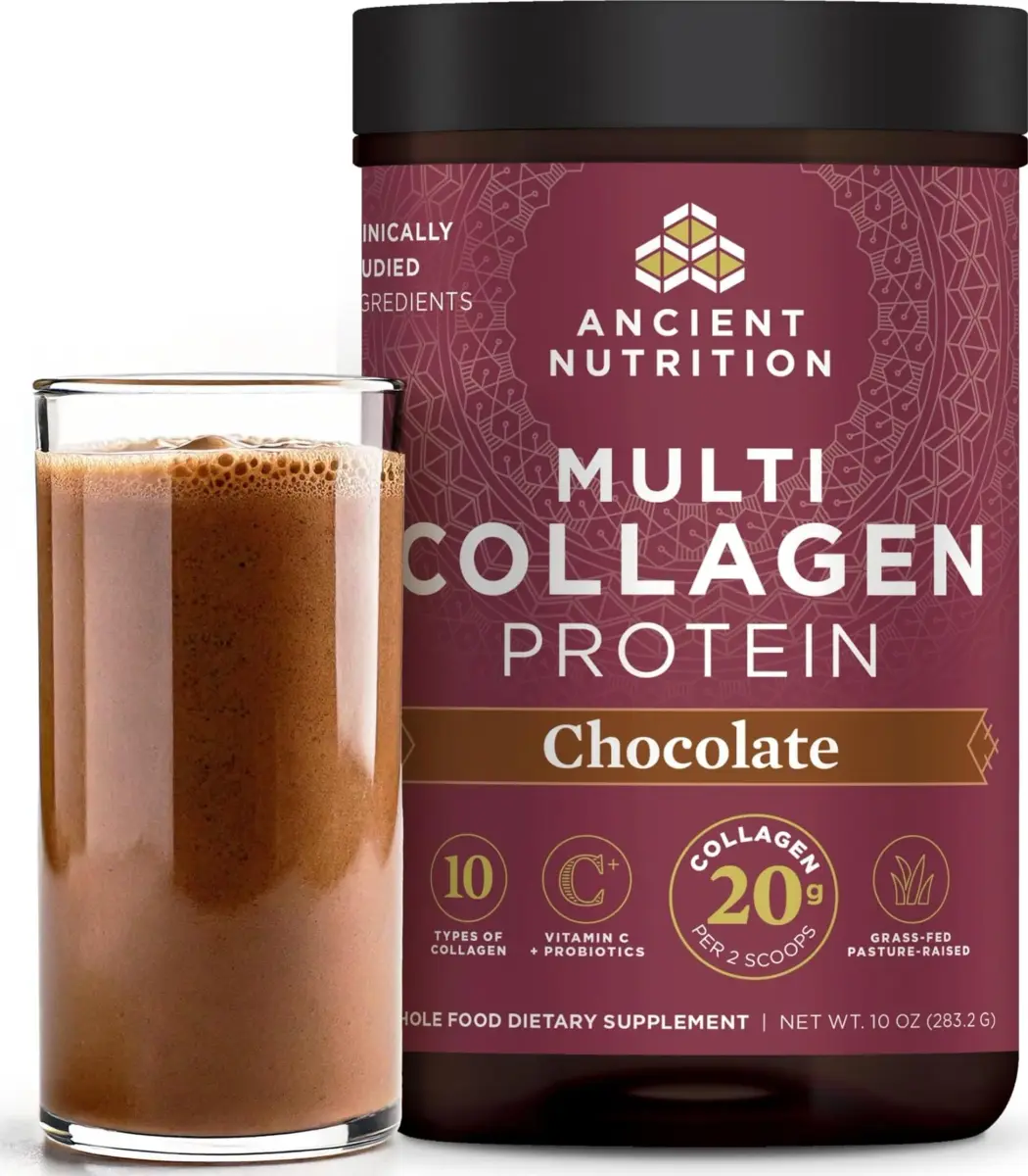 Ancient Nutrition Multi Collagen Protein Powder, Chocolate Flavor, 24 Servings | Supports Hair, Skin, Nails & Joints - main product image