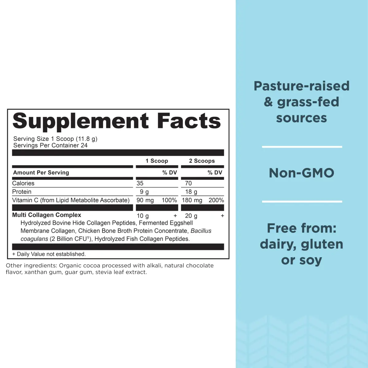Ancient Nutrition Multi Collagen Protein Powder, Chocolate Flavor, 24 Servings | Supports Hair, Skin, Nails & Joints - view 2