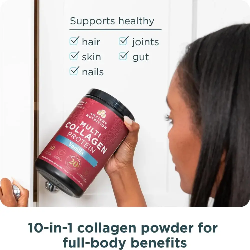 Ancient Nutrition Vanilla Multi Collagen Protein Powder with Probiotics, 24 Servings | Supports Skin, Nails, Gut Health - view 4