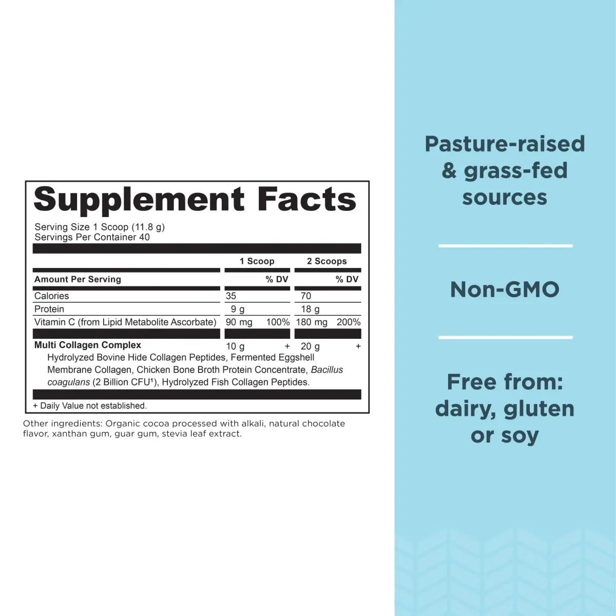 Ancient Nutrition Chocolate Multi Collagen Protein Powder with Probiotics, 40 Servings | Supports Skin, Nails, Gut Health - view 2