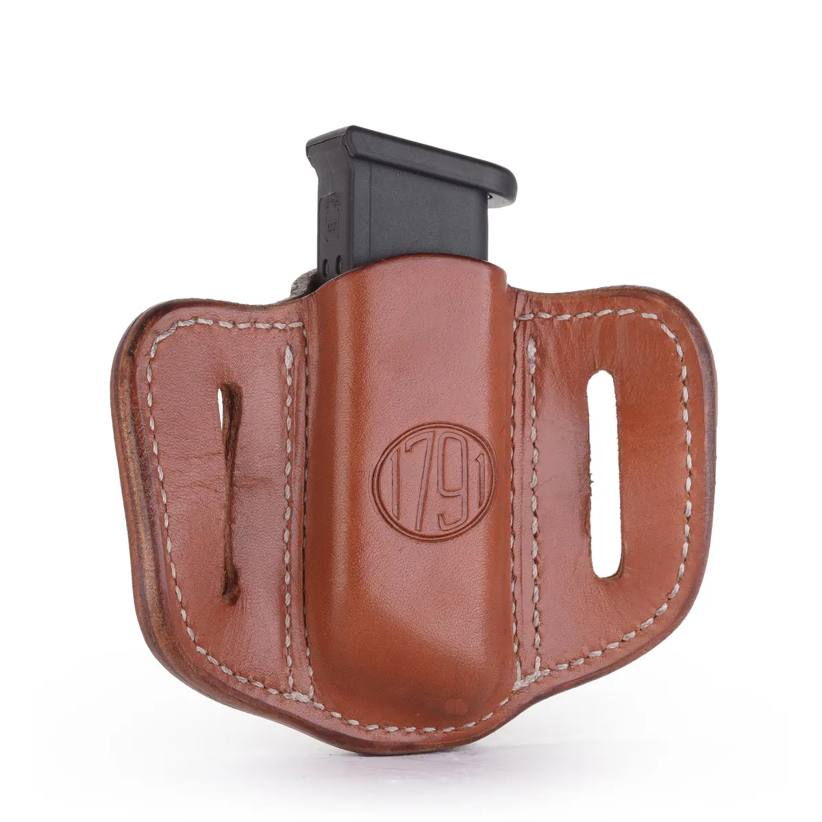 1791 GUNLEATHER Double Stack Magazine Holster, OWB 9mm Leather Mag Pouch | Concealed Carry Comfort & Durability - view 2