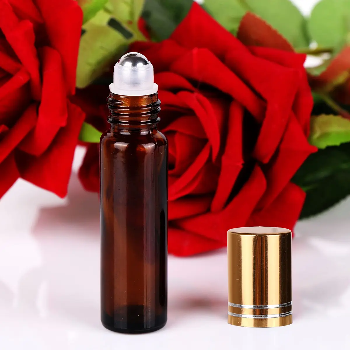 inice 24 Pack Amber Glass Roller Bottles 10ml | UV-Protected Essential Oil Containers - view 6
