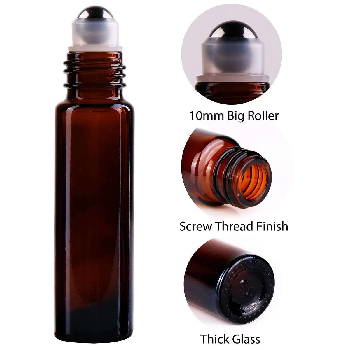 inice 24 Pack Amber Glass Roller Bottles 10ml | UV-Protected Essential Oil Containers - view 4