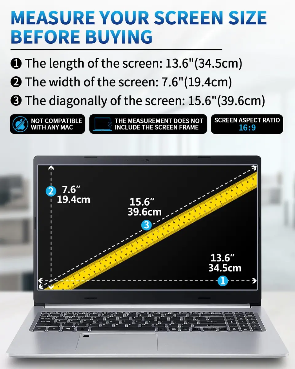 F FORITO Blue Screen Protector for 15.6 Inch Laptops | Anti Glare & Eye Protection (70-120c) - view 7