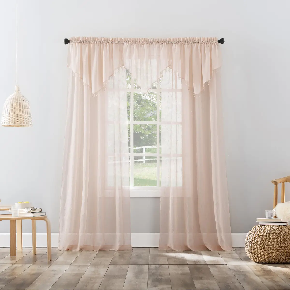 No. 918 Erica Crushed Sheer Voile Curtain Panel 51" x 95" | Elegant Sheer Pink Window Covering - view 6