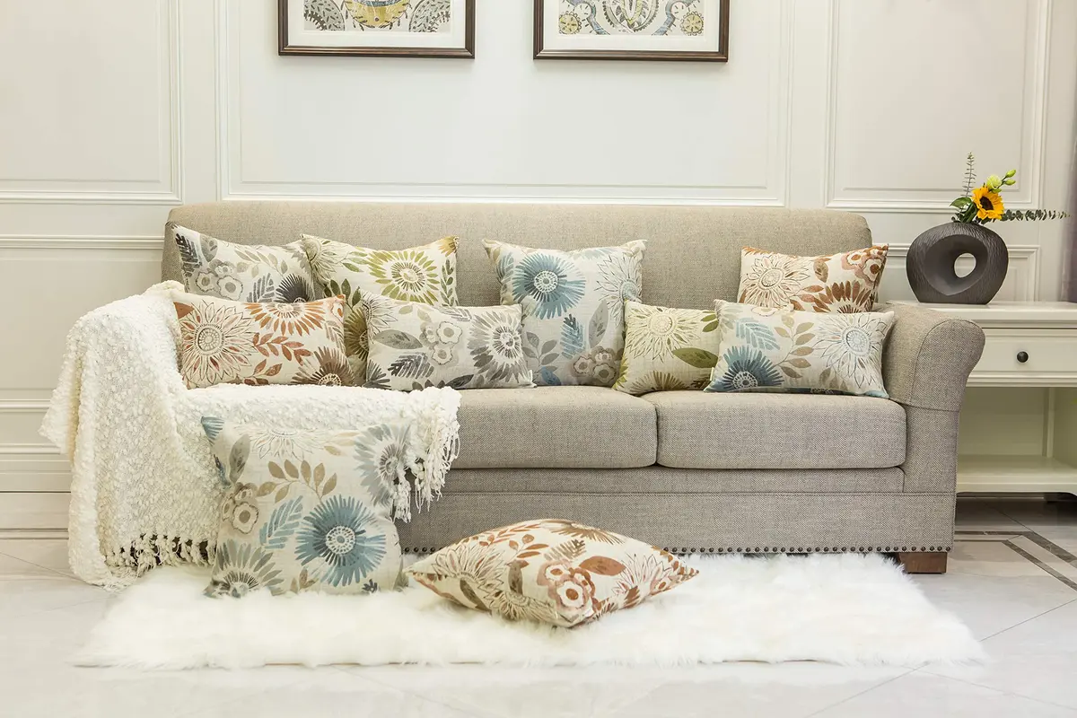 Mika Home Pack of 2 Decorative Rectangular Throw Pillow Covers 12x20 Inches | Sunflower Pattern, Brown Cream - view 5