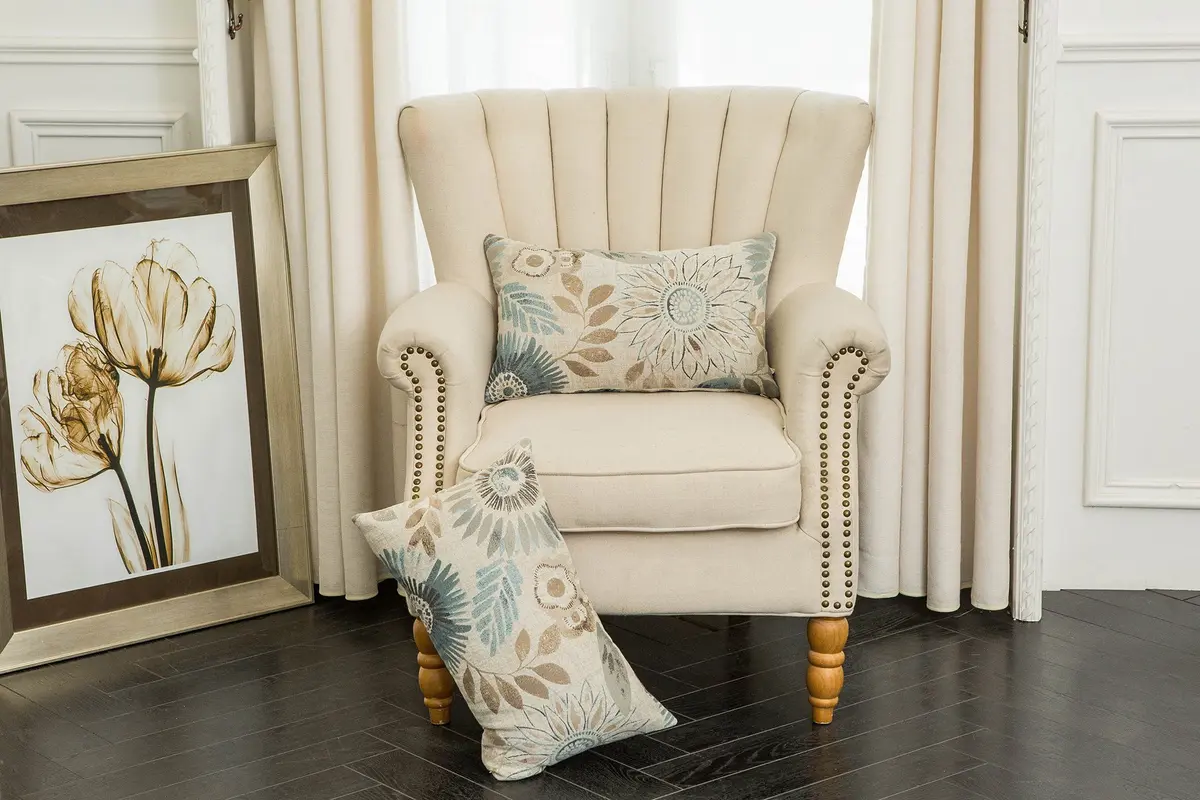 Mika Home Blue Decorative Pillow Cover 12x20 Inches | Floral Jacquard Zipper - main product image