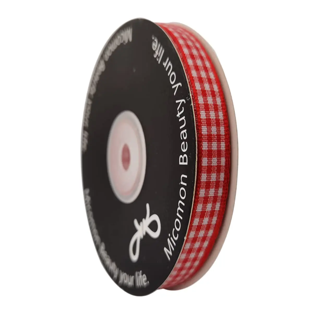 Micomon Red and White Gingham Ribbon 25 Yards | Eco-Friendly Polyester, OEKO-TEX Certified (70-120 chars) - view 2