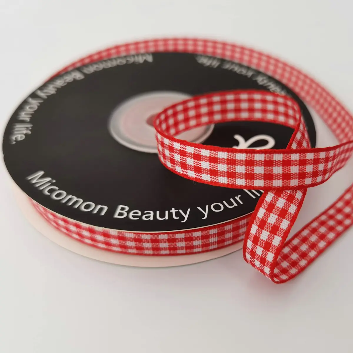 Micomon Red and White Gingham Ribbon 25 Yards | Eco-Friendly Polyester, OEKO-TEX Certified (70-120 chars) - view 4