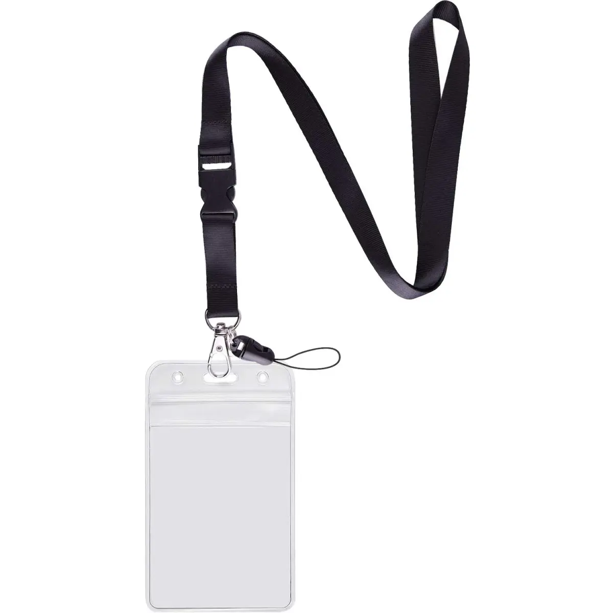 YOUOWO Vertical ID Badge Holder with Black Lanyard 11cm (4.5 inches) | Waterproof & Resealable - main product image