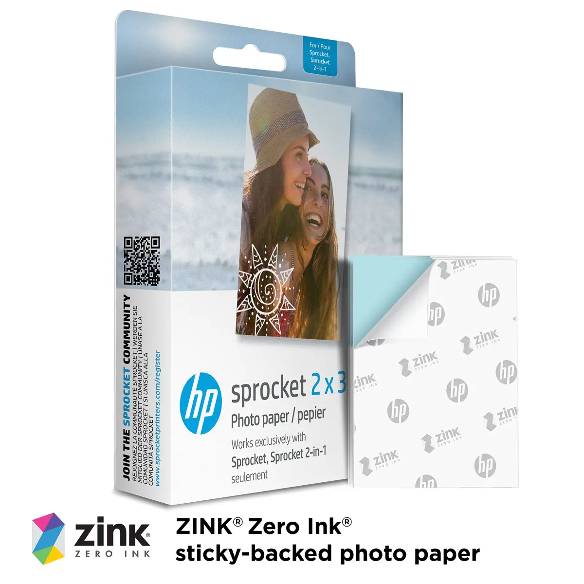 HP Sprocket 2x3" Premium Zink Sticky Back Photo Paper 100 Sheets | Professional Lab-Quality Color Prints - view 2