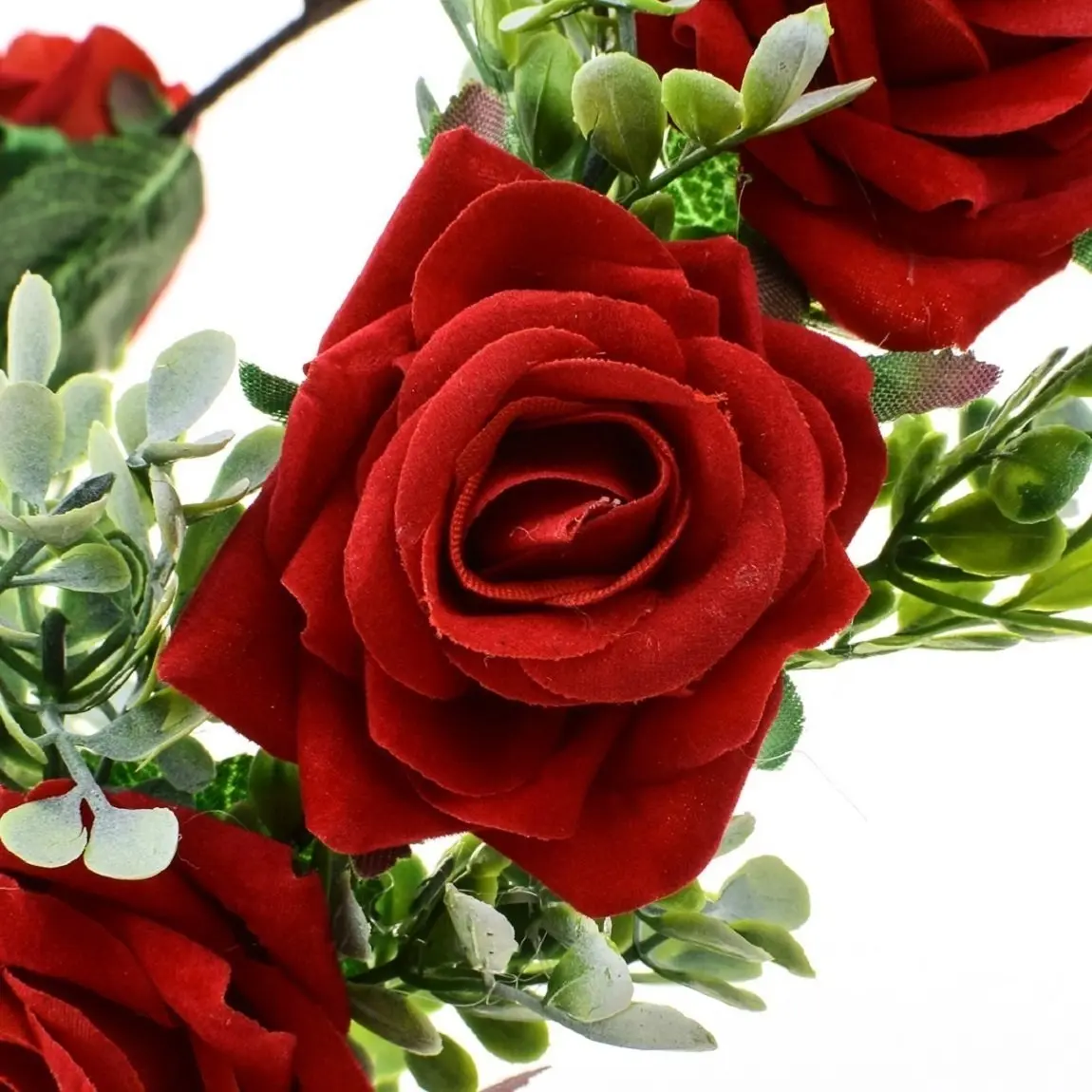 Vividsun Red Flower Crown Floral Headpiece Festival Wedding Hair Wreath 1 Count (Pack of 1) - view 3