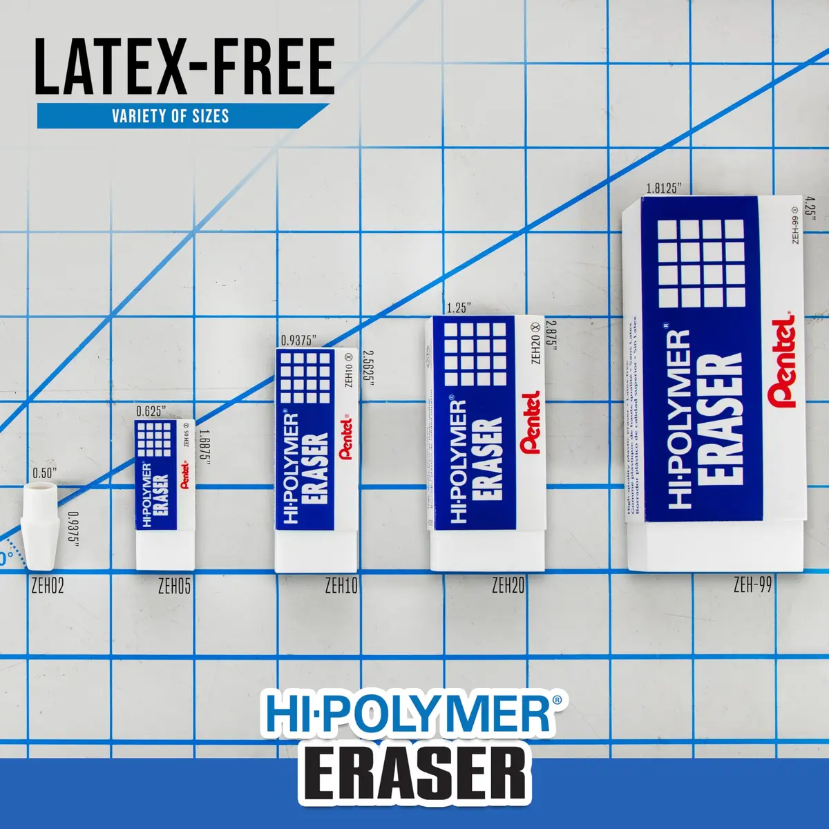 Pentel Hi-Polymer Block Eraser, Super XL White, 8-Pack | Latex-Free, Large Block for Precise Erasing - view 6