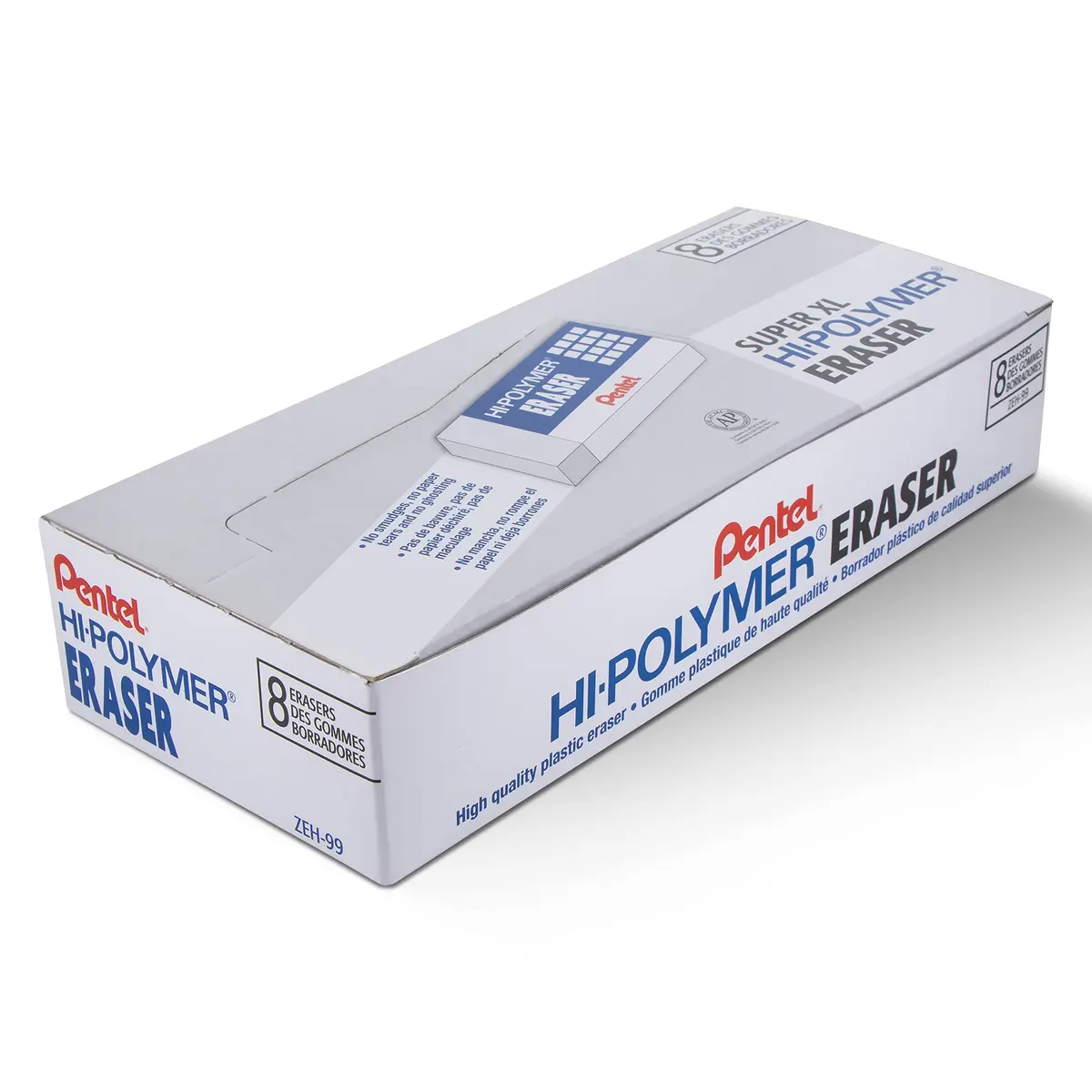 Pentel Hi-Polymer Block Eraser, Super XL White, 8-Pack | Latex-Free, Large Block for Precise Erasing - view 3