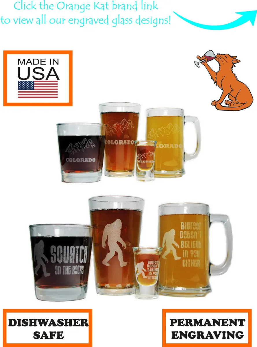 Orange Kat Bigfoot Drink 'Till You Believe 15oz. Beer Mug with Handle | Laser Engraved, Durable Glass, Reusable (15oz) - view 5