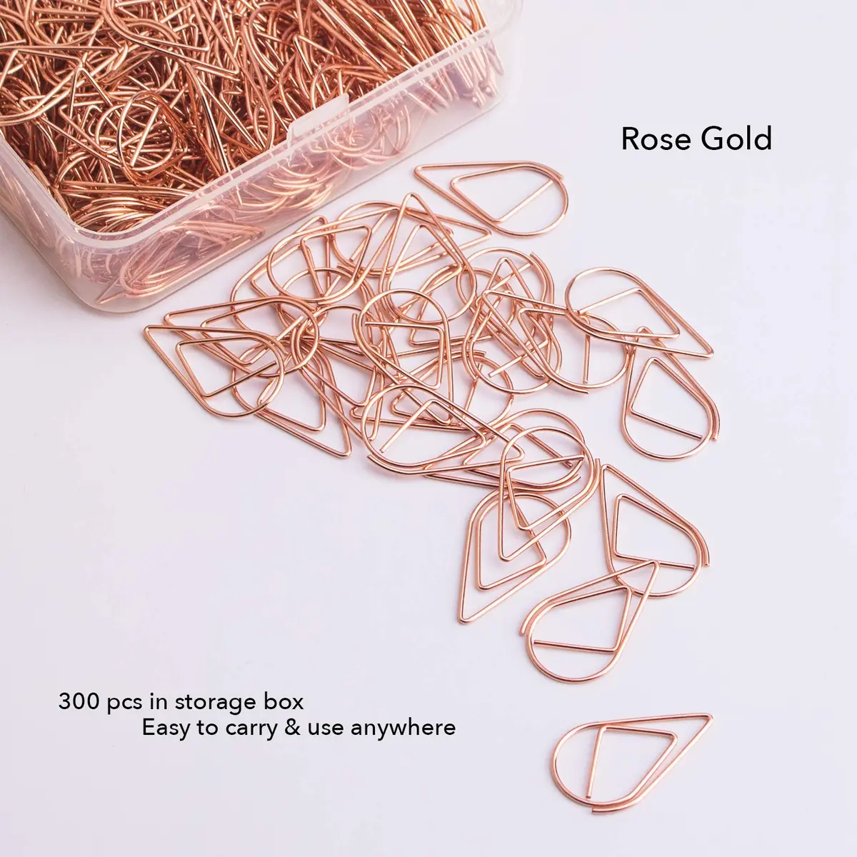 VENCINK Rose Gold Paper Clips 300 Pieces | Drop-Shaped Office & School Supplies (1 inch) - view 3