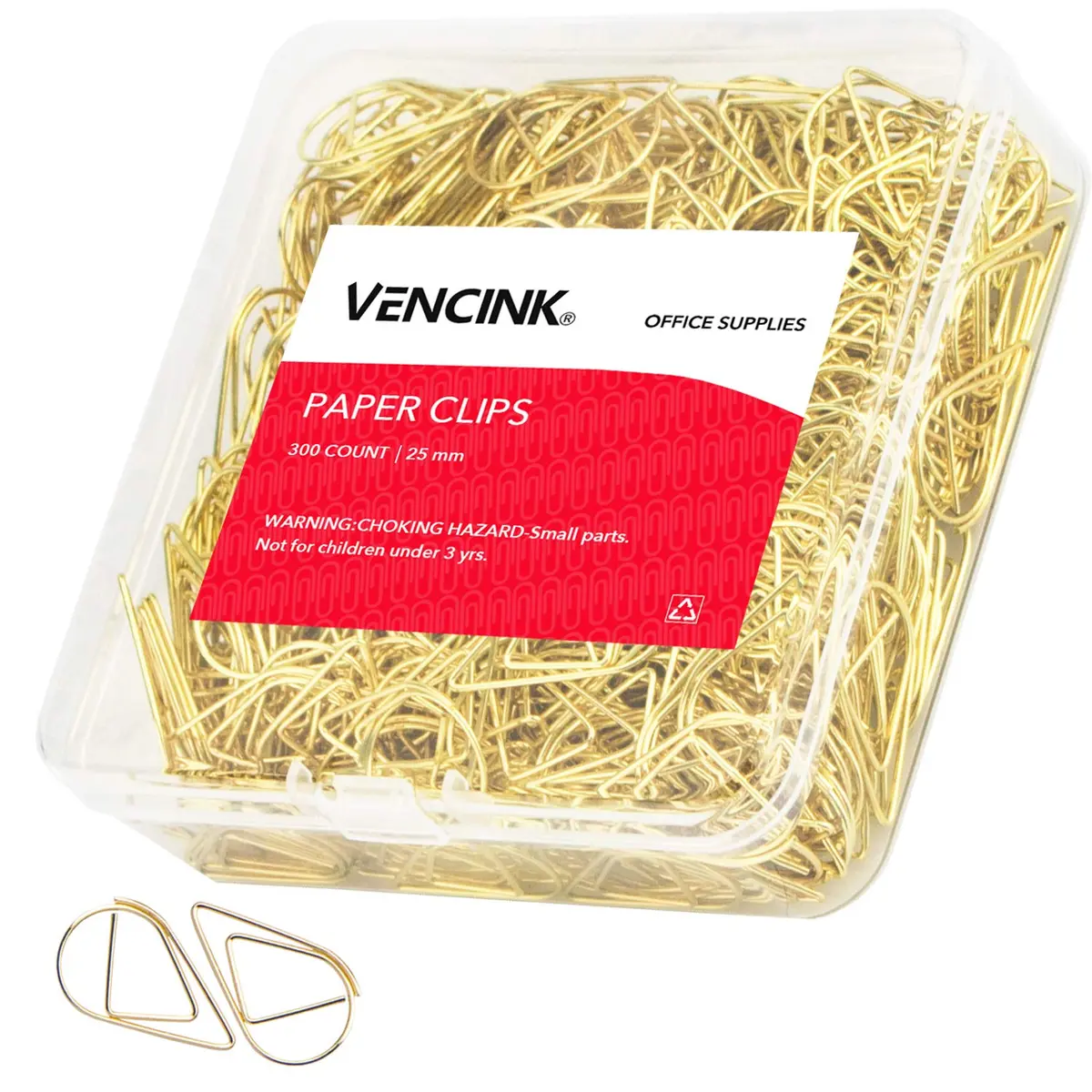 VENCINK Gold Paper Clips 300 pcs Drop-Shaped | Office & School Supplies - main product image
