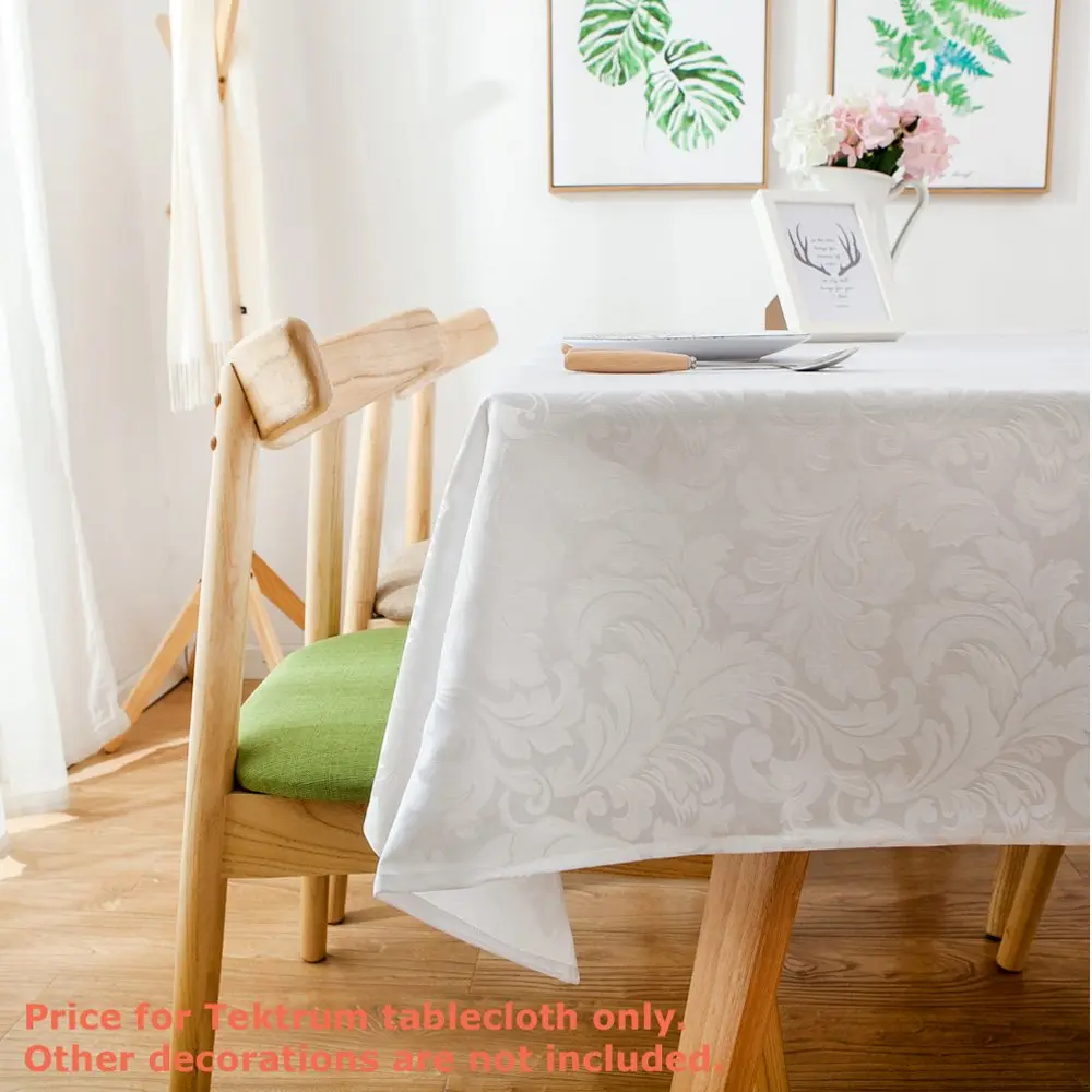 Tektrum 70 x 70 inch Damask Jacquard Tablecloth | Waterproof & Stain Resistant (70x70in) - view 5