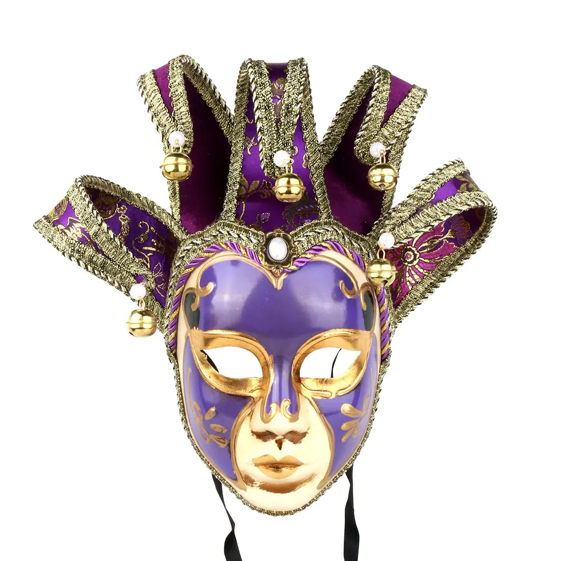 YU FENG Purple Vintage Jester Mask | Venetian Masquerade Costume Accessory, One Size - main product image