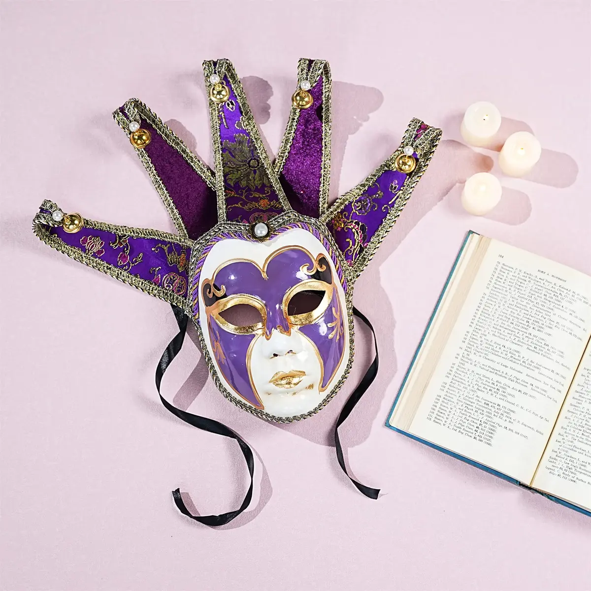 YU FENG Purple Vintage Jester Mask | Venetian Masquerade Costume Accessory, One Size - view 6
