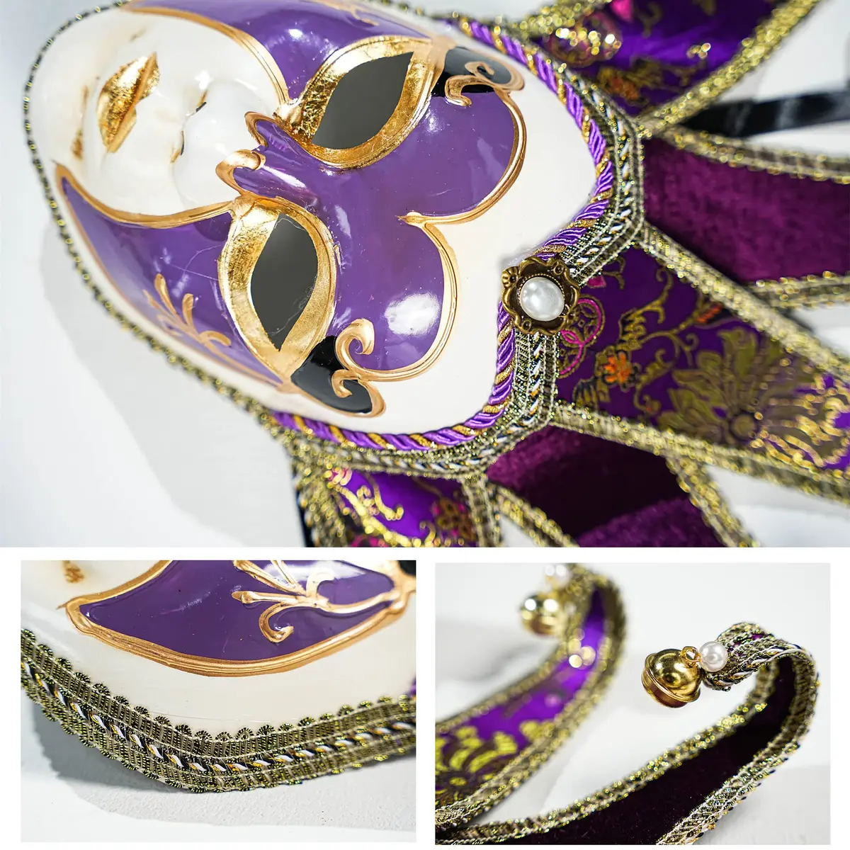 YU FENG Purple Vintage Jester Mask | Venetian Masquerade Costume Accessory, One Size - view 7