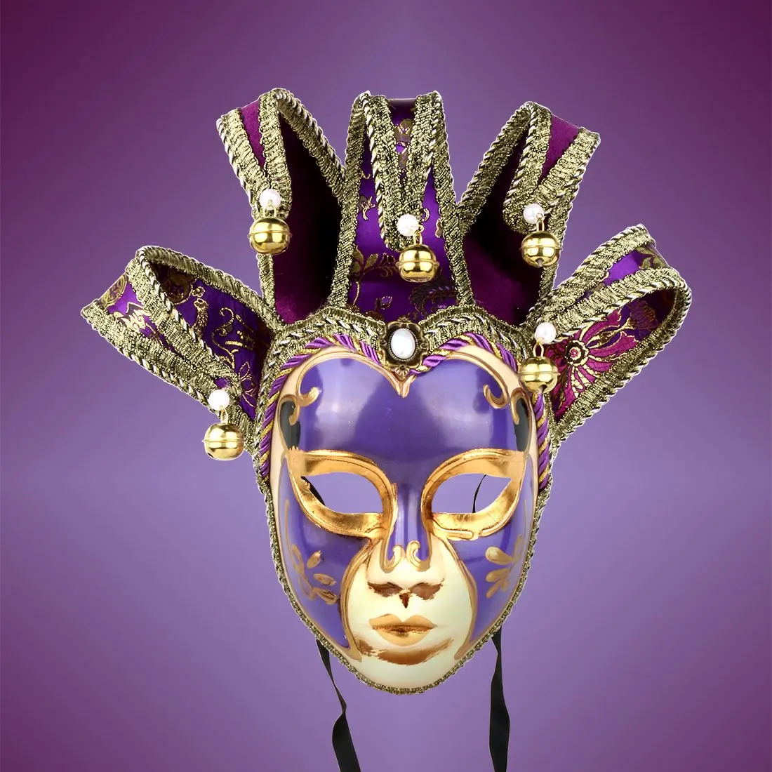 YU FENG Purple Vintage Jester Mask | Venetian Masquerade Costume Accessory, One Size - view 3