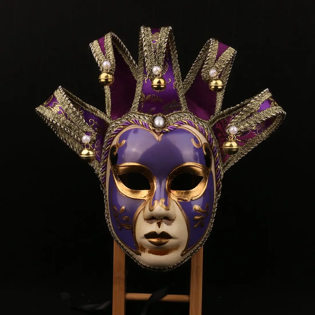 YU FENG Purple Vintage Jester Mask | Venetian Masquerade Costume Accessory, One Size - view 4