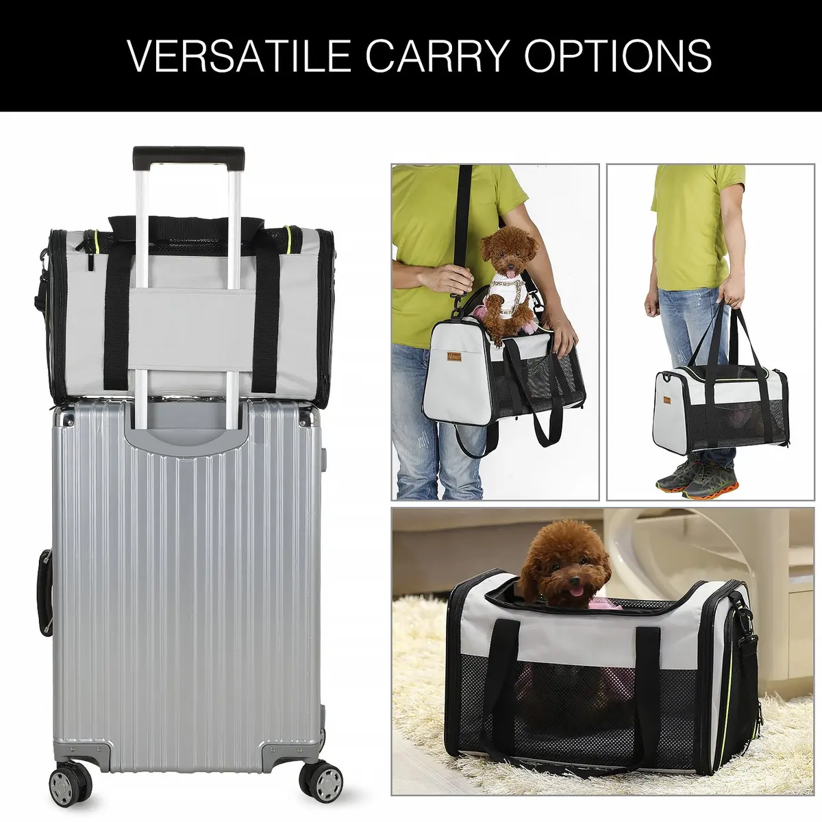 Akinerri Cat Carrier - Portable Foldable Dog Pet Carrier | Airline Approved Travel Bag for Pets up to 15 Lbs - view 6