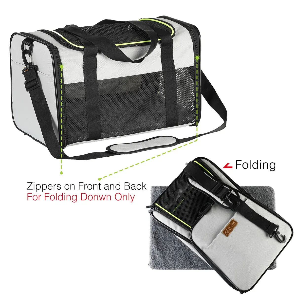 Akinerri Cat Carrier - Portable Foldable Dog Pet Carrier | Airline Approved Travel Bag for Pets up to 15 Lbs - view 7