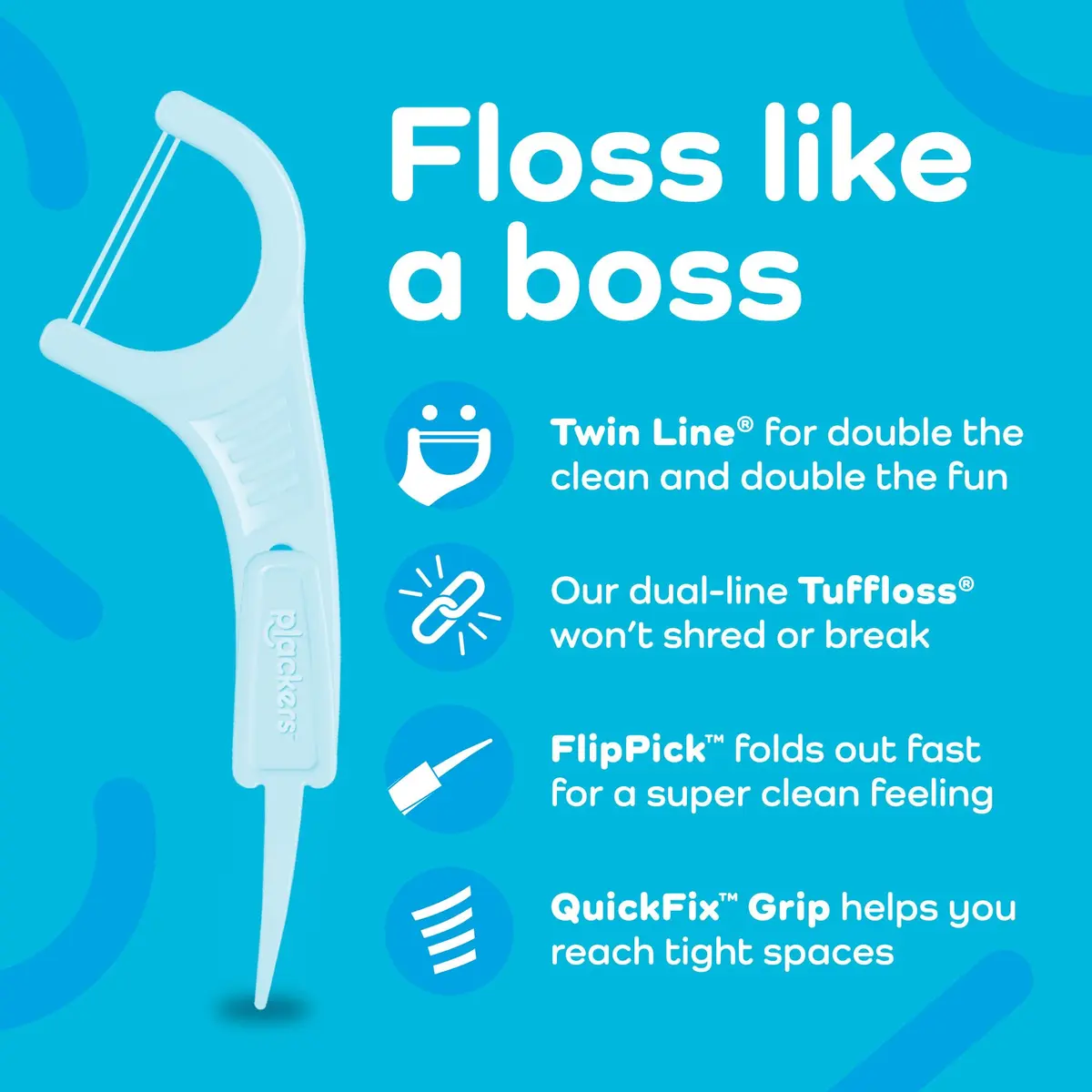 Plackers Twin Line Floss Picks, Cool Mint, 150 Count | Dual Action, Advanced Whitening, Easy Storage - view 3