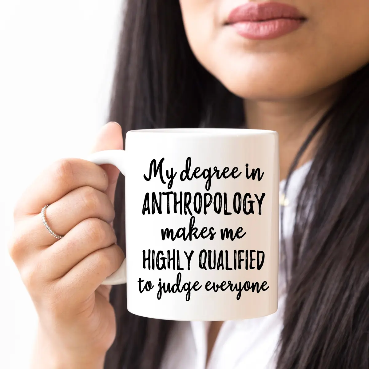 YouNique Designs My Degree in Anthropology Makes Me Highly Qualified to Judge Everyone Coffee Mug, 11 oz | Anthropology Cup & Mug - view 5