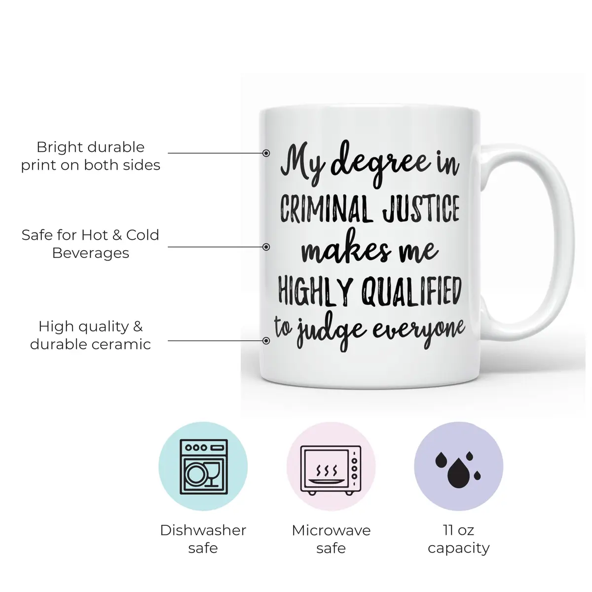 YouNique Designs Criminal Justice Graduation Mug 325ml (11 Oz) | Perfect Gift for Law Enforcement Enthusiasts - view 2