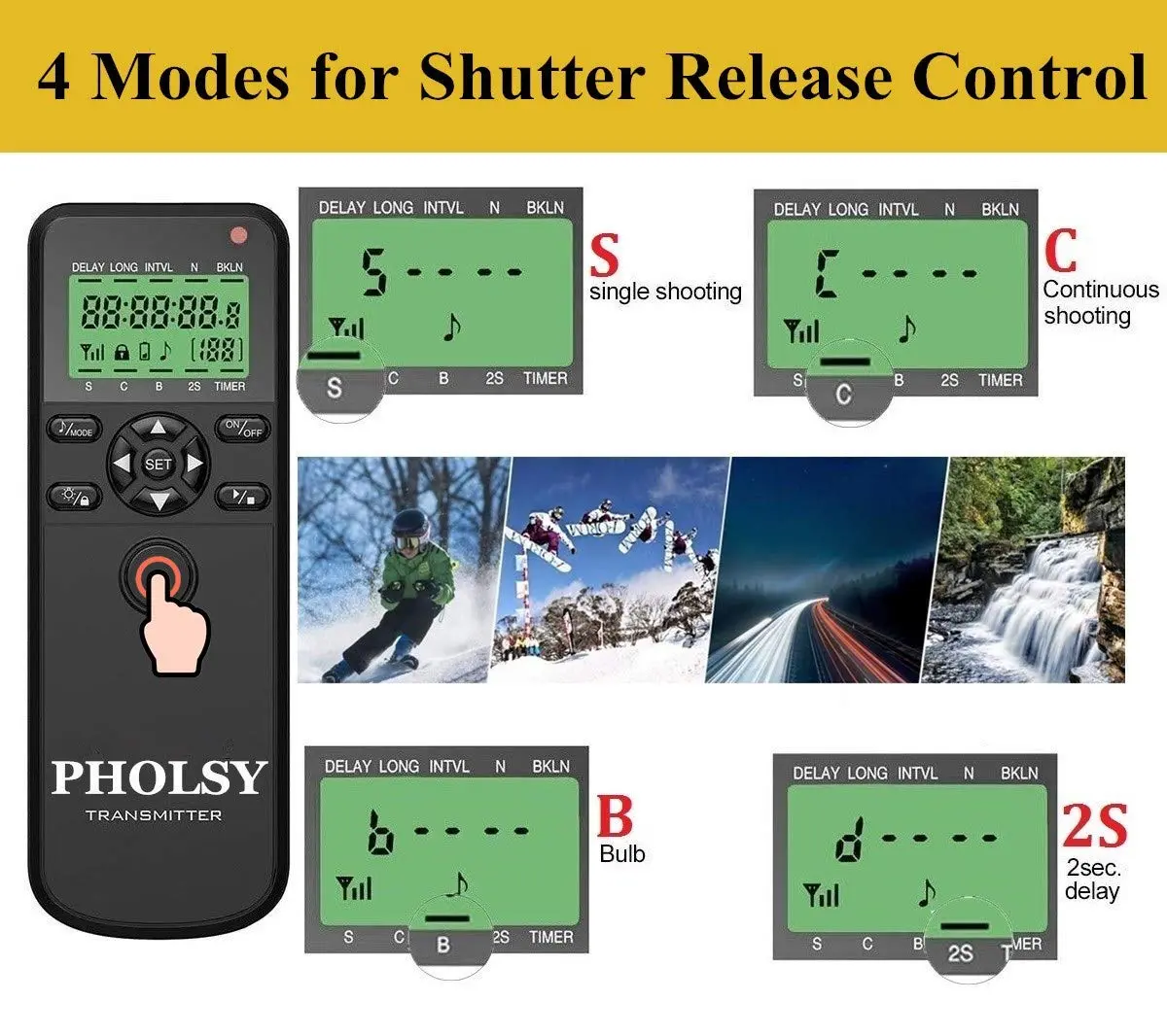 PHOLSY Timer Shutter Remote Control for Fuji | Wireless & Timer Trigger with Intervalometer - view 2