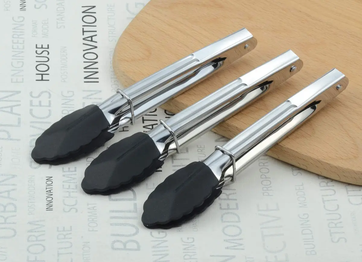 HINMAY Mini Tongs with Silicone Tips 7-Inch Kitchen Tongs, Set of 3 (Black) | Durable, Food Grade Stainless Steel & Silicone - view 5