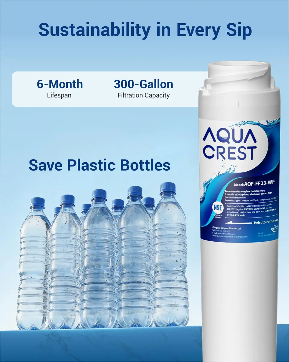 AQUA CREST GSWF Refrigerator Water Filter 3 Pack | NSF 42 Certified for Chlorine & Odor Reduction - view 7
