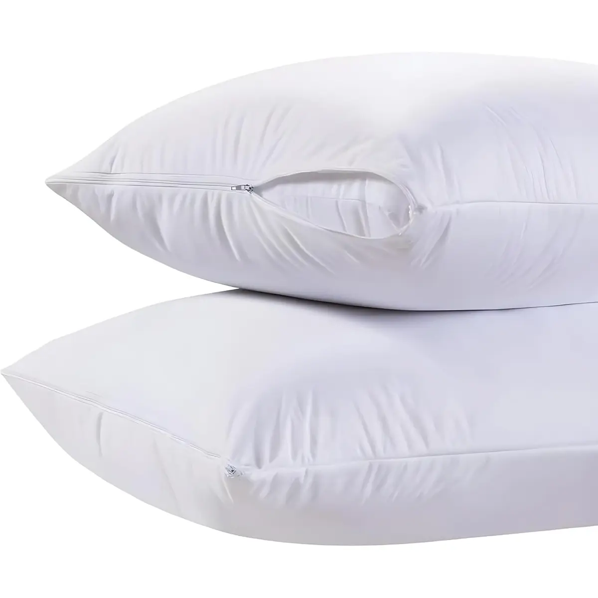 White Classic King Pillow Protector Covers with Zipper (2-Pack, 51x91 cm / 20x36 inches) | Breathable, Noiseless Cotton-Polyester Blend - main product image