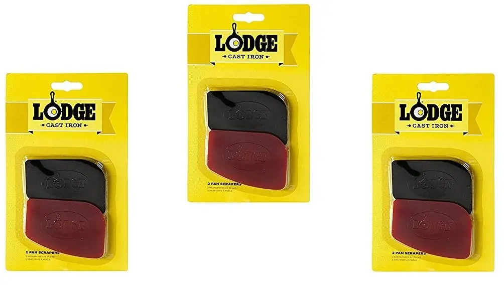 Lodge Red 2 Count Pan Scrapers | Polycarbonate Cast Iron Pan Cleaners (2 Pack, Red/Black) - main product image