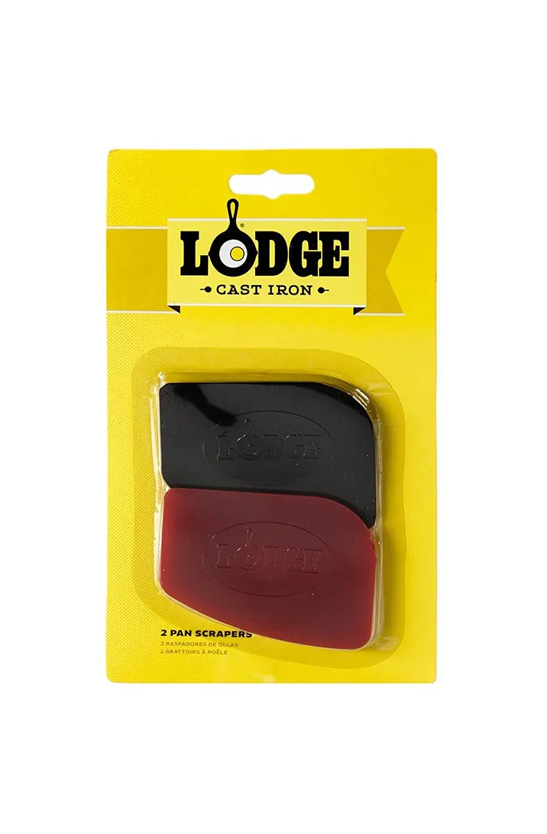 Lodge Red 2 Count Pan Scrapers | Polycarbonate Cast Iron Pan Cleaners (2 Pack, Red/Black) - view 4
