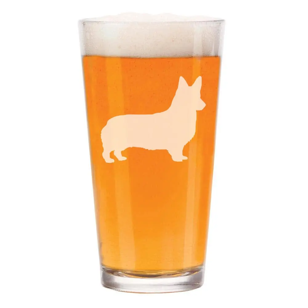 MIP 16 oz Beer Pint Glass Corgi Design | Fun Animal Theme - main product image
