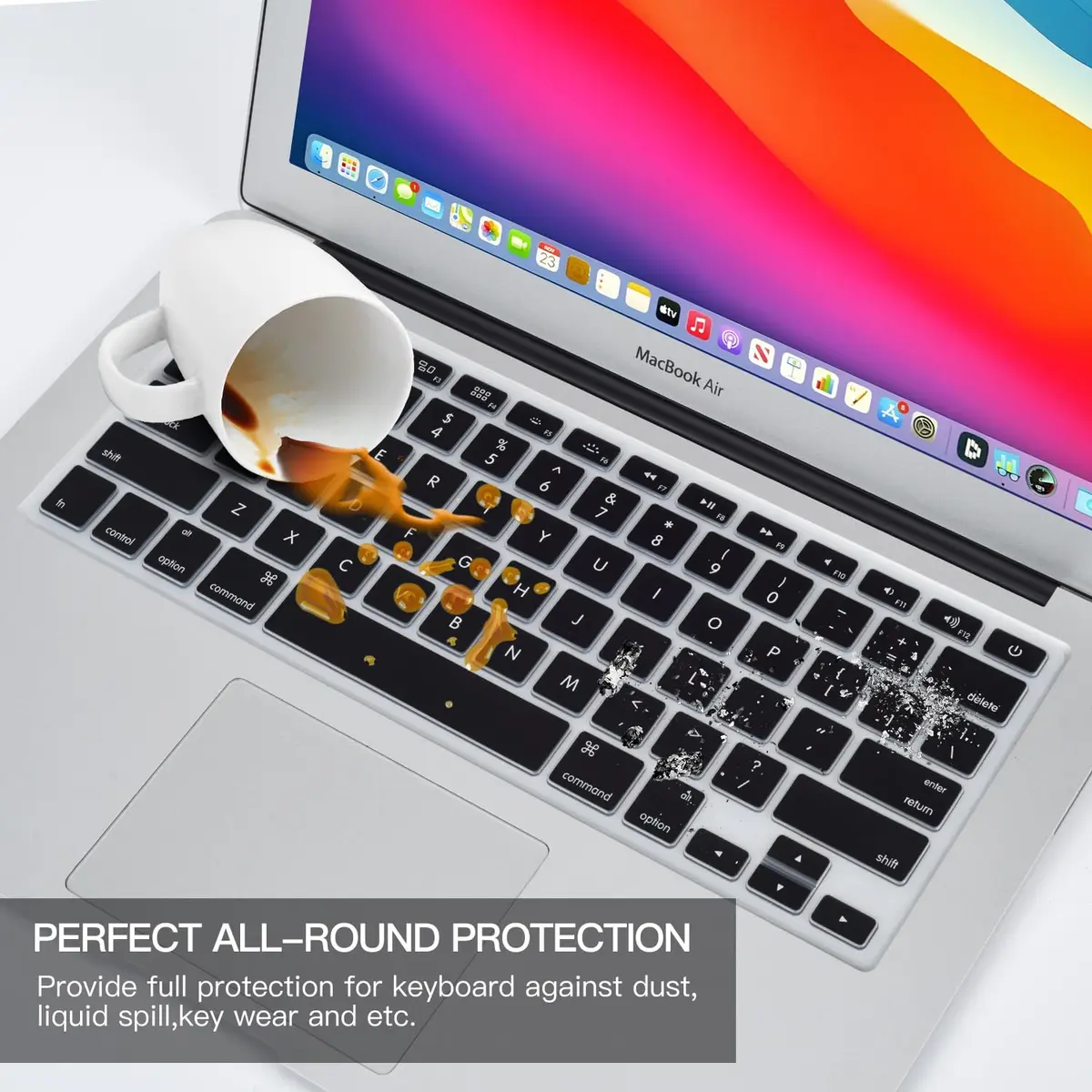 CaseBuy Black Silicone Keyboard Cover for MacBook Air 13" (A1369/A1466) & Pro 13"/15" (2010-2017 Models) | Protects from Spills & Dust - view 6