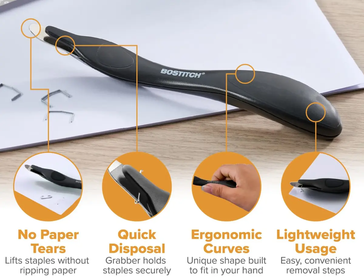 Bostitch Office Easy Staple Remover 3-Pack (Black) | Magnetic Tip & Push-Style Mechanism - view 6